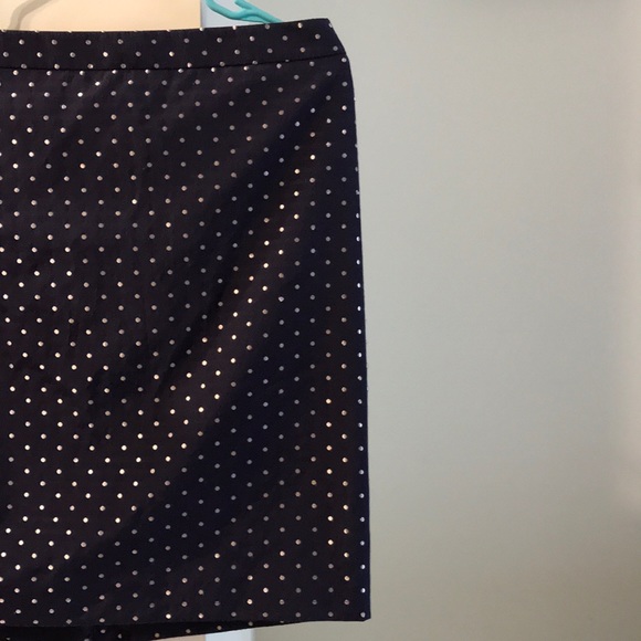 LOFT Navy Blue Pencil Skirt with Silver Polka Dots - Picture 1 of 3